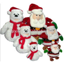 2011 soft stuffed plush christmas snowman and santa claus